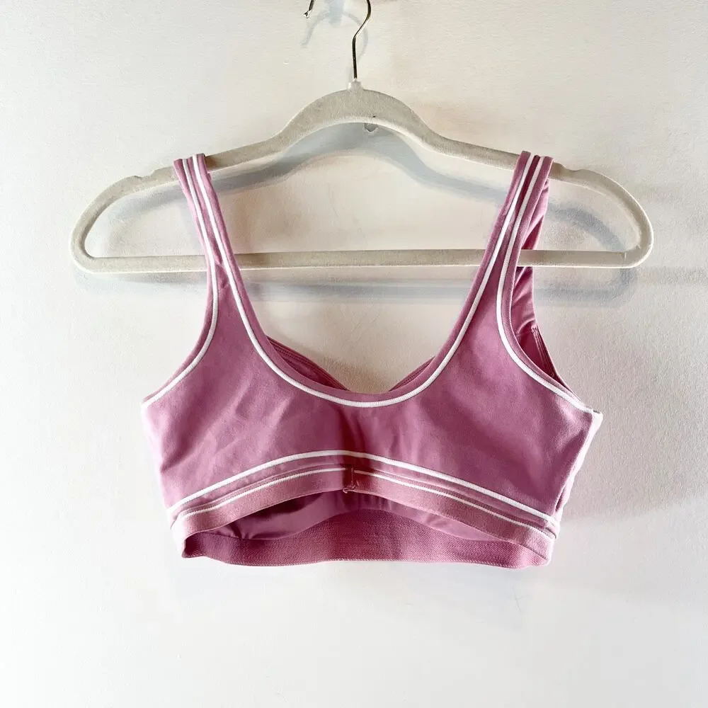 Alo Airbrush Heart Throb Sports Bra Pink Wild Rose / White Small